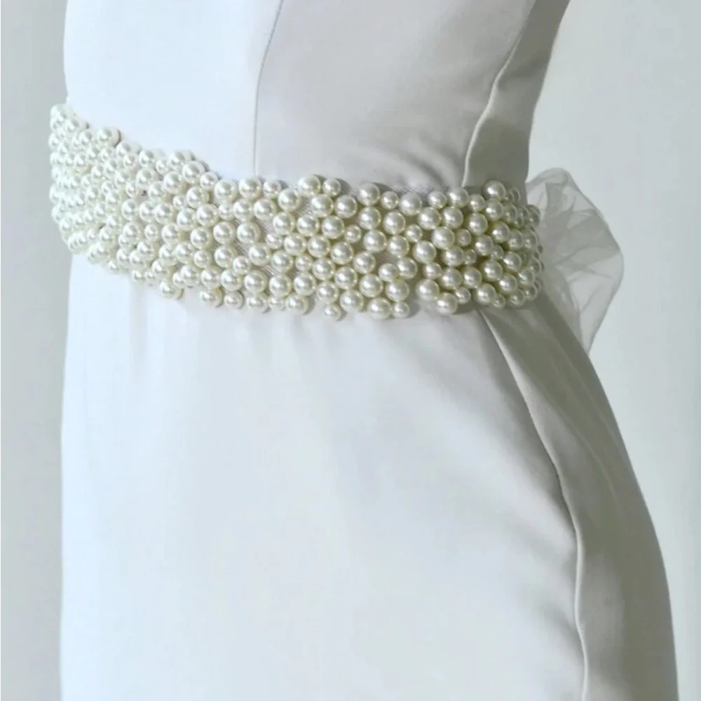 Cluster Pearl bead‎ thick belt dress accent